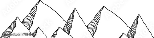 Mountain peaks isolated on white background. Abstract mountain landscape. Vector illustration.