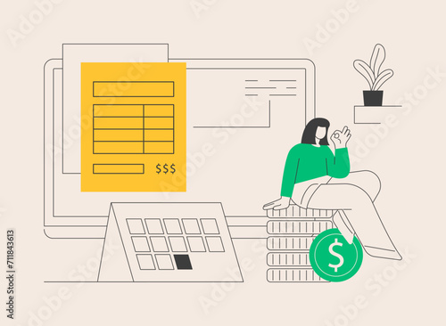 E-invoicing abstract concept vector illustration.