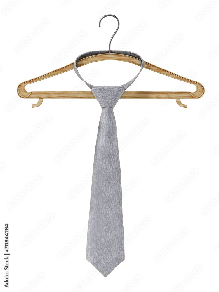 Necktie hanging on the cloth hanger on transparent background. 3D illustration Necktie hanging on the cloth hanger on transparent background. 3D illustration