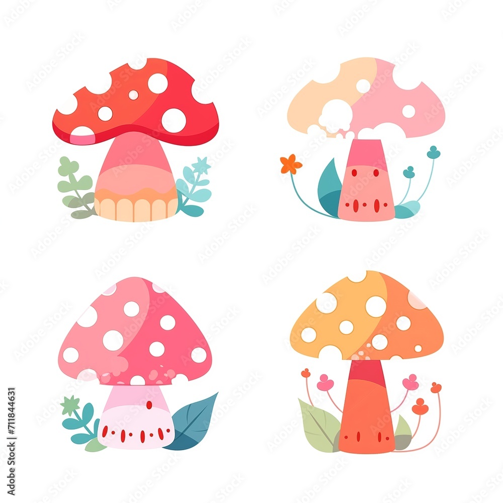 Fototapeta premium Enchanted Forest: Whimsical Mushroom Illustration