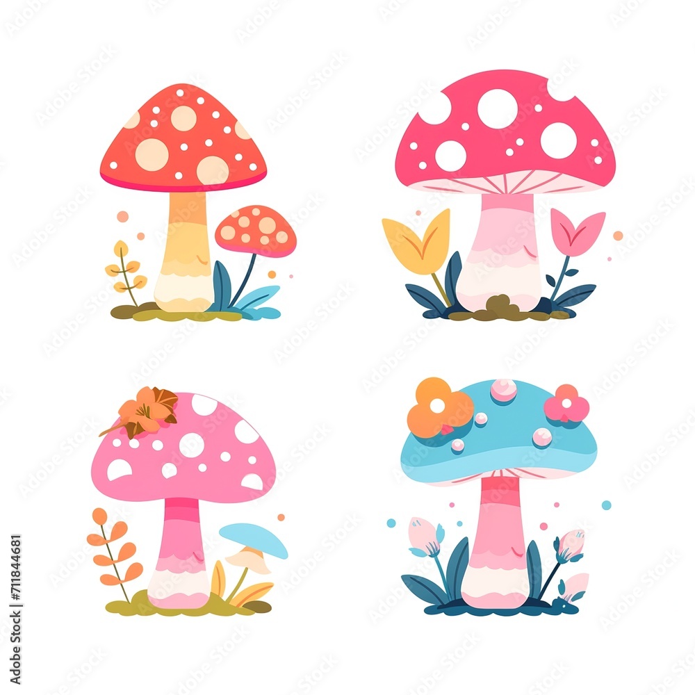 Enchanted Forest: Whimsical Mushroom Illustration Enchanted Forest: Whimsical Mushroom Illustration