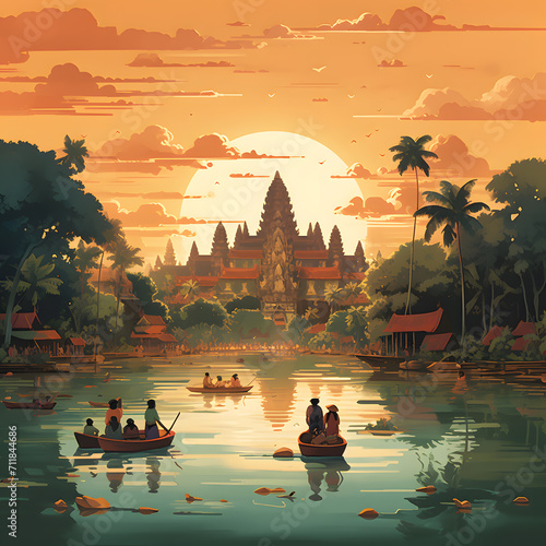 travel to Cambodia illustration (generative AI)