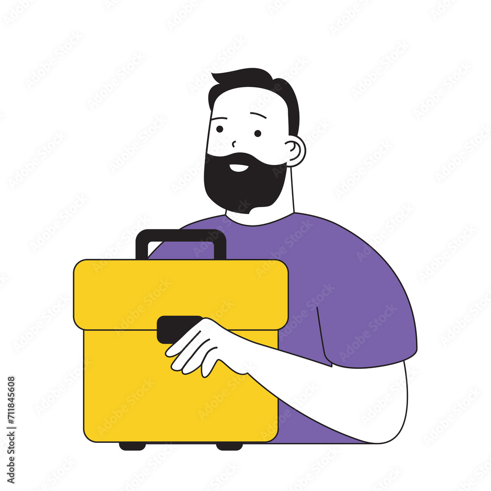 Recruitment concept with cartoon people in flat design for web. Man with briefcase getting hiring work contract in company office. Vector illustration for social media banner, marketing material. Recruitment concept with cartoon people in flat design for web. Man with briefcase getting hiring work contract in company office. Vector illustration for social media banner, marketing material.
