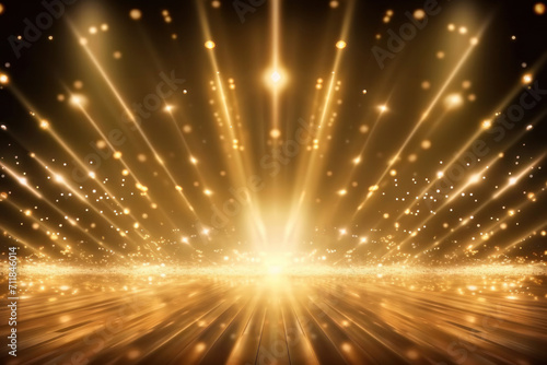 Glimmering Gala: Radiant Golden Stage Lights