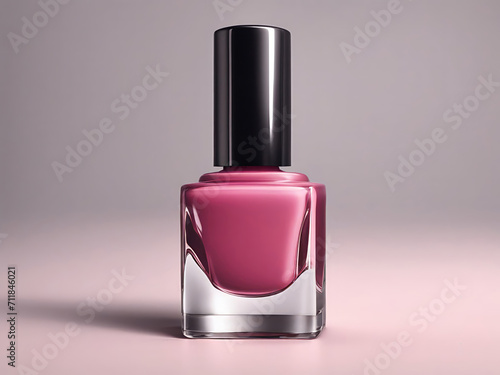 Bottle of nail polish on isolated background. Close-up detail shot, beauty shot. No label. Hi gloss and shine. Cosmetics, fashion, beauty, product.
