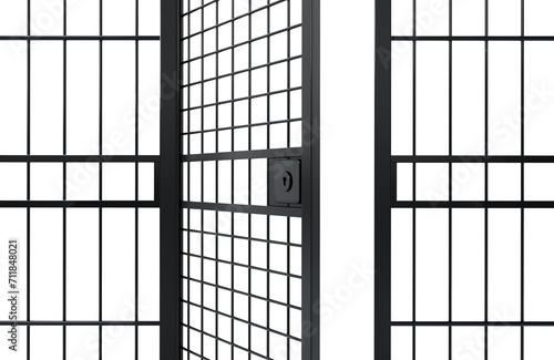 Canvastavla Half open door of a prison cell