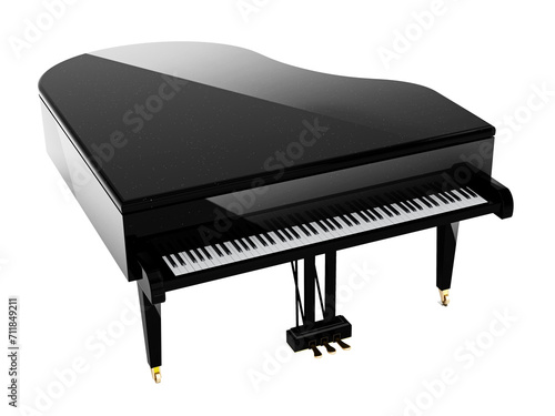 Generic grand piano isolated on transparent background. Transparent background. 3D illustration. 3D illustration