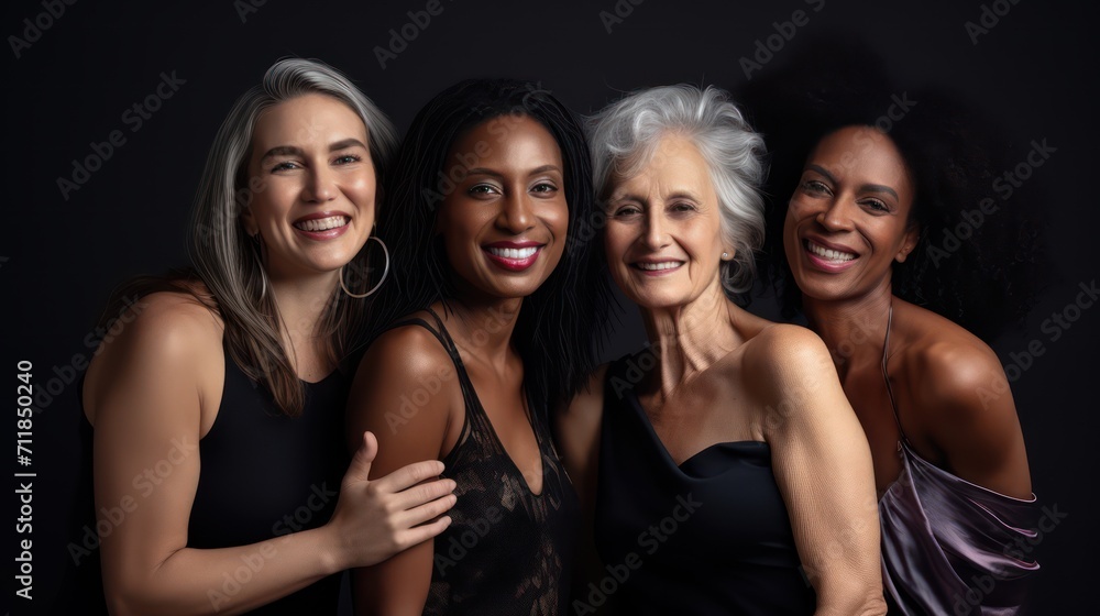 International Women's Day portrait of multiethnic mixed age range women looking towards camera International Women's Day portrait of multiethnic mixed age range women looking towards camera