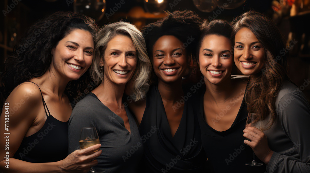 International Women's Day portrait of multiethnic mixed age range women looking towards camera