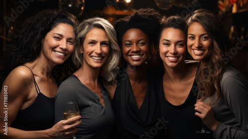 International Women's Day portrait of multiethnic mixed age range women looking towards camera photo