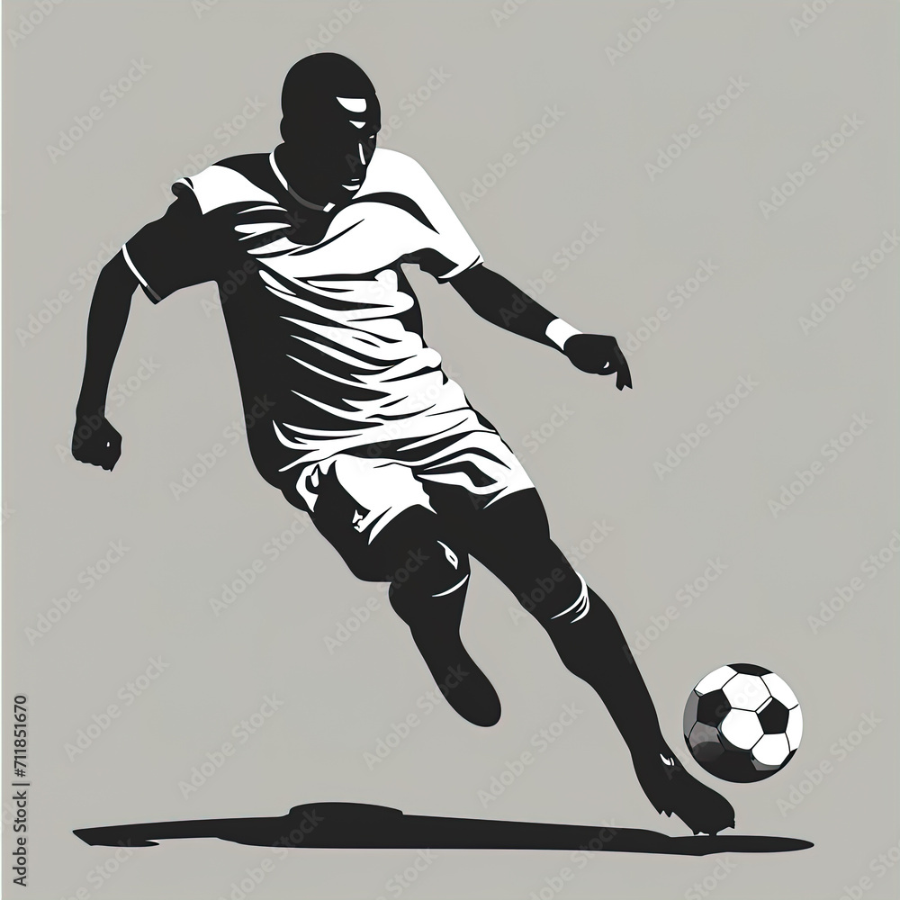 Flat illustration of a Football player, black and white illustration. The banner, design