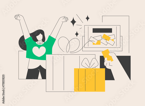 Prize draw abstract concept vector illustration.