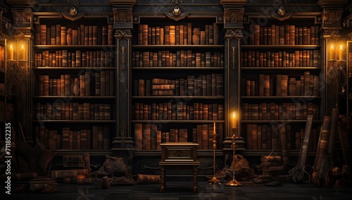 the ideal library with books old style photo