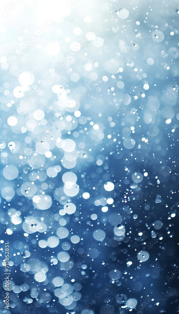 Enchanting winter wonderland  bright magical bokeh background in blue and white colors