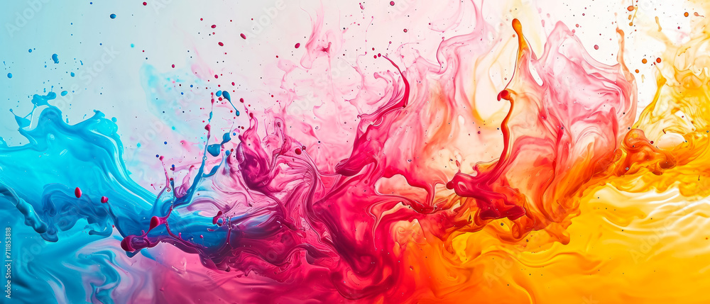 colorful liquid paint splash in motion