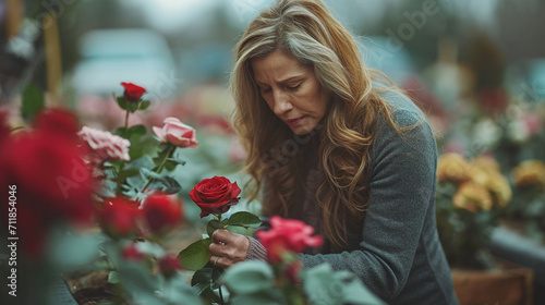A woman in a cemetery in winter © Daniel