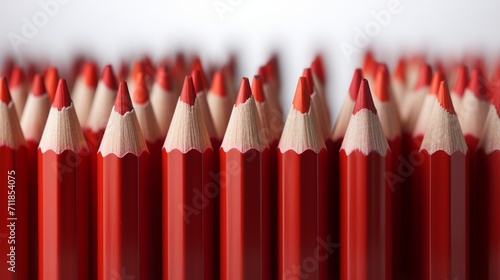 Red pencils with white outer layer on white background for school and office supplies