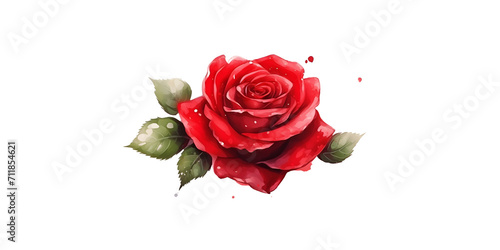 Happy valentines  watercolor red rose painting for valentines on PNG background