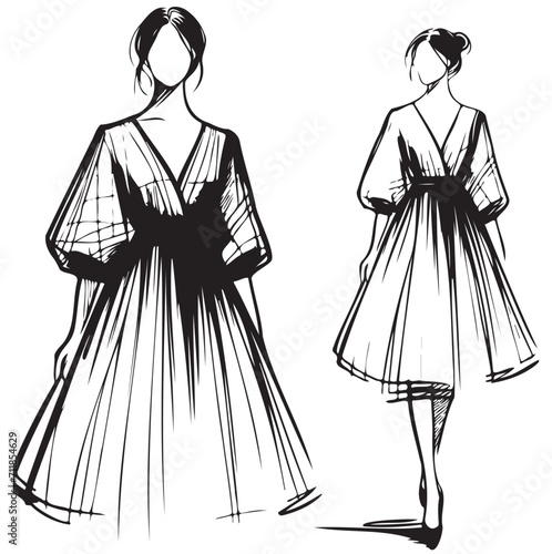 Stylish fashion models. Fashion girls Sketch