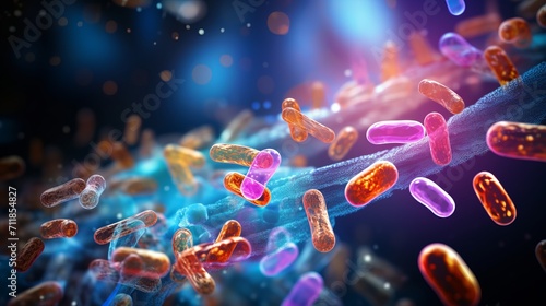 Illustration of bacteria showing the concept of antimicrobial resistance and antibiotic resistance photo
