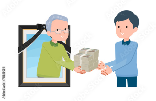 死後に現金資産を渡すシーン。