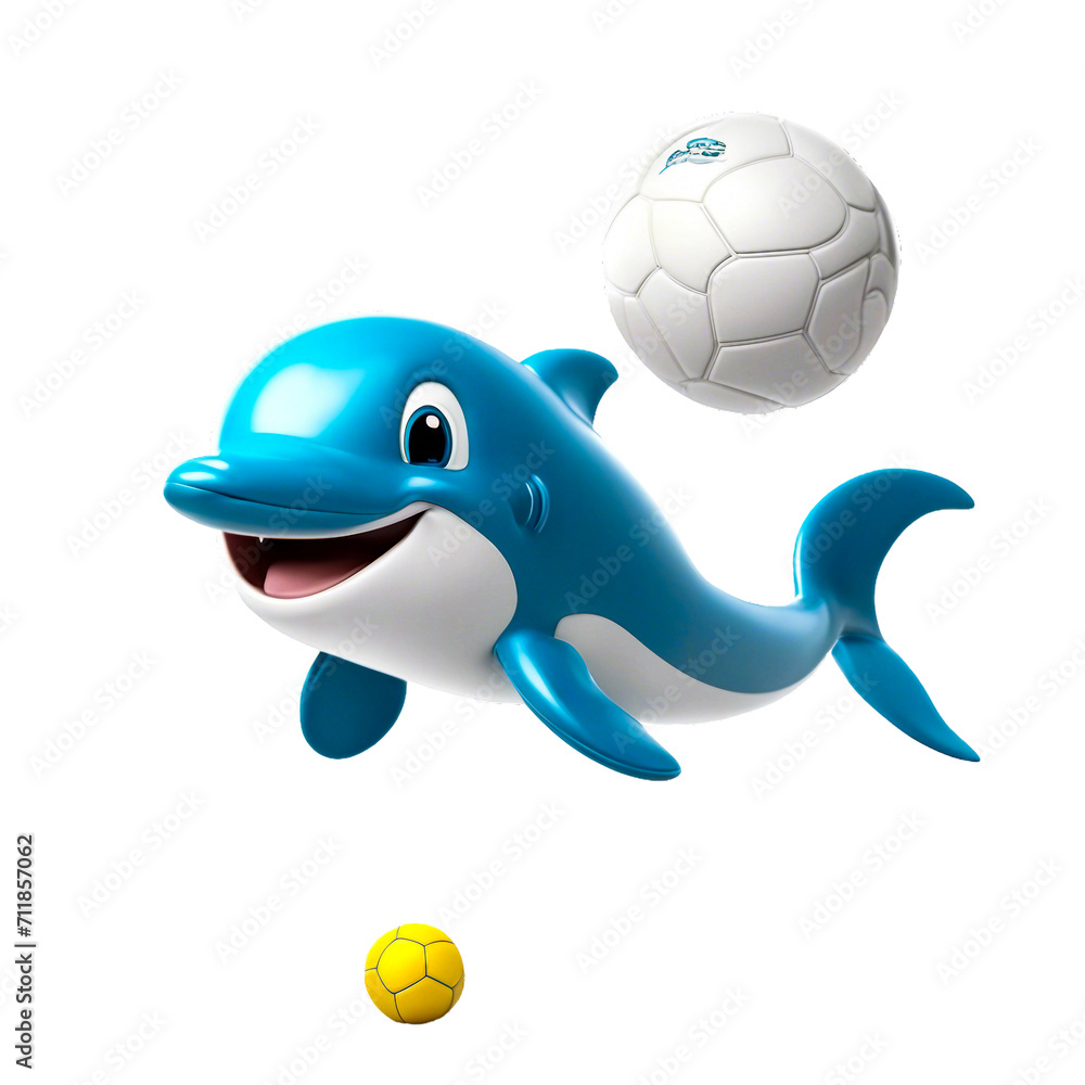 custom made wallpaper toronto digitalCute dolphin cartoon animal playing ball on a white backdrop.