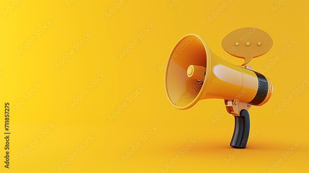 3d yellow megaphone on yellow background HD