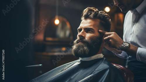 barber during men's cut