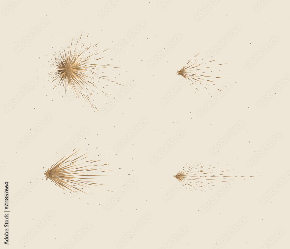 Star and comet shines brightly in space drawing in graphic style on beige background