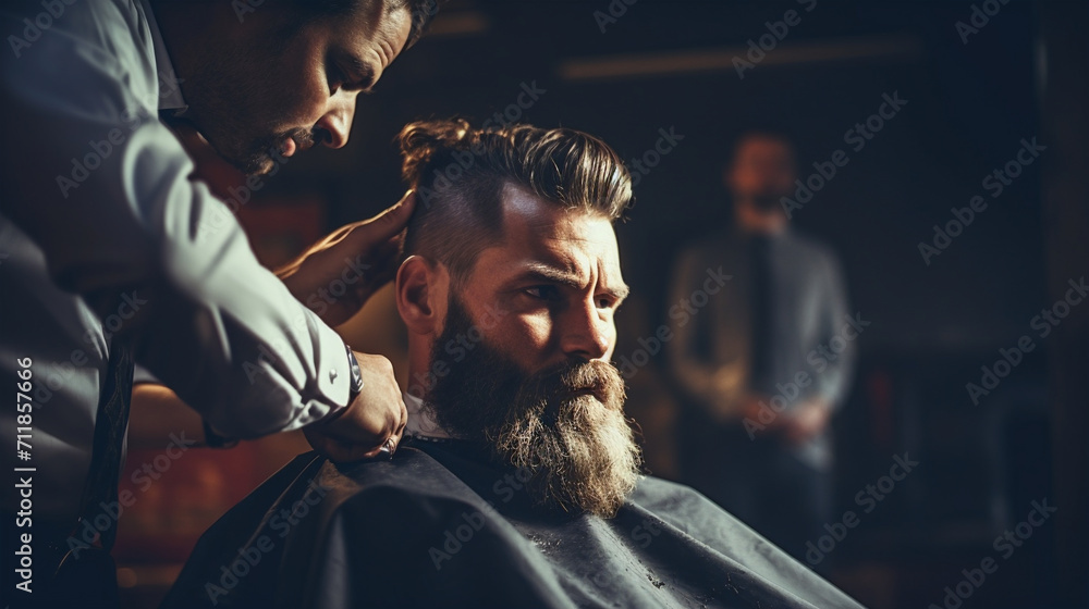 barber during men's cut