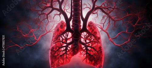 Detailed 3d illustration of healthy lungs in medical context, showcasing respiratory system anatomy photo