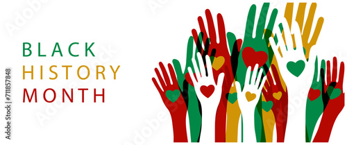 Human hands. Diverse group of people celebrating Black History Month.