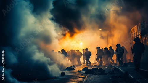 Fototapeta Naklejka Na Ścianę i Meble -  burning car, unrest, anti-government, crime