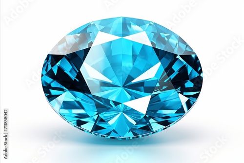Sparkling blue diamond gemstone isolated on clean white background for jewelry or luxury concepts