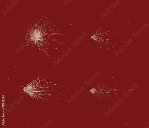 Obraz na płótnie Star and comet shines brightly in space drawing in graphic style on red background w salonie