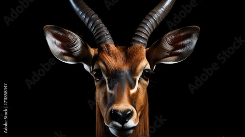 Majestic antelope portrait captivating wildlife photo of isolated antelope on black