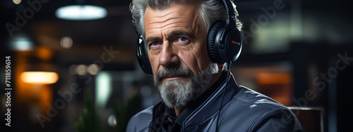 Senior, happy man and call center with headphones in customer service