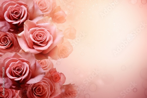 Background with pink roses. Wedding  love and romance theme