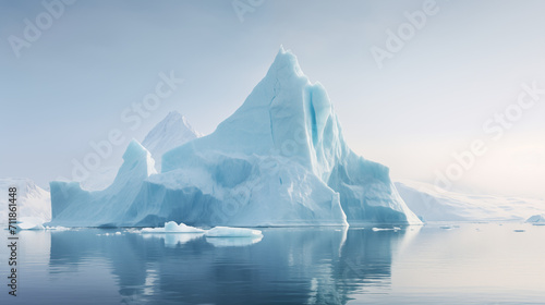 Professional photograph of iceberg floating in still ocean water. Melting ice in arctic region. © Meta