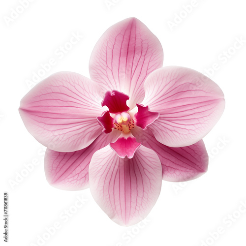 Orchid of red-pink color isolated on a transparent background. Red-pink flower on a transparent background. Valentine's day or birthday design element.