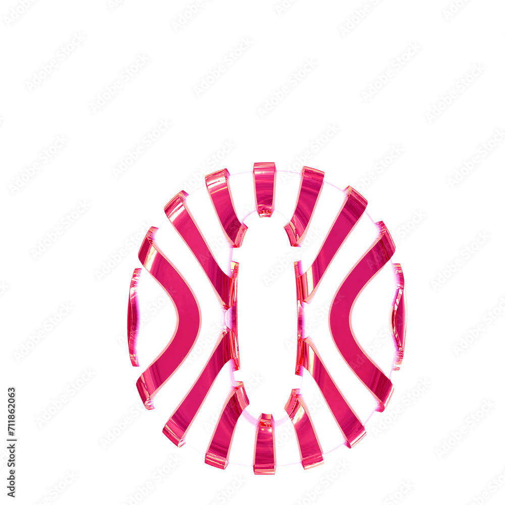 White symbol with pink thin straps. letter o White symbol with pink thin straps. letter o