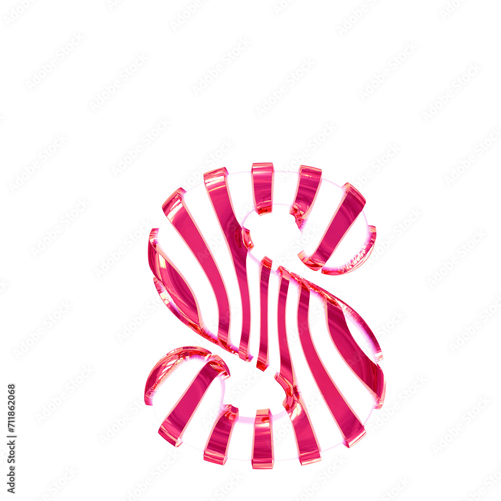 White symbol with pink thin straps. letter s White symbol with pink thin straps. letter s