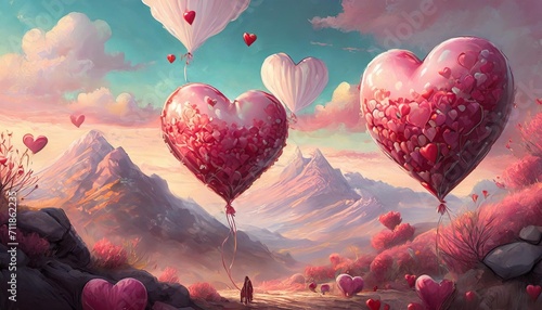 valentines hearts look like balloons on pink background flat lay top view love and romance concept