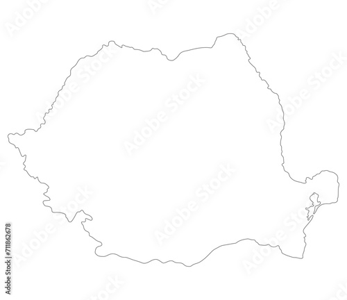 Romania map. Map of Romania in white color
