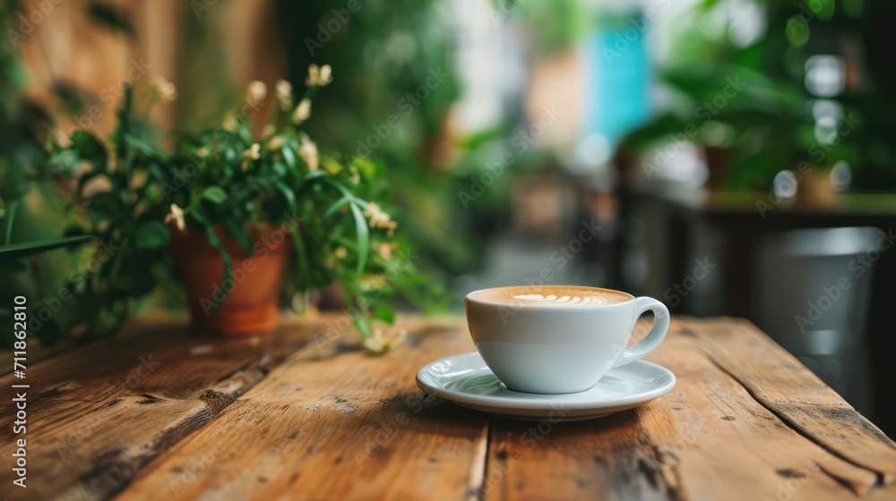 A background featuring a cup of ready-to-drink coffee adorned with a cozy cafe in the backdrop A background featuring a cup of ready-to-drink coffee adorned with a cozy cafe in the backdrop