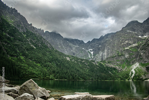 a blue mountain lake with beautiful views of the mountains