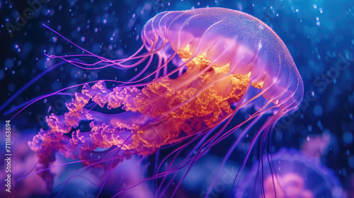neon jellyfish of bright colors amoled Ai generative © Serega