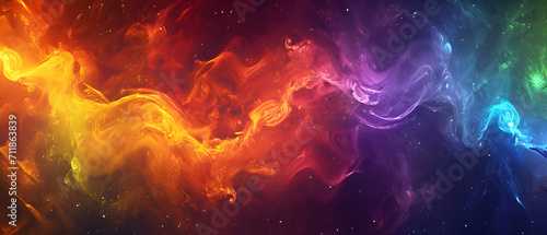 A vibrant galaxy illuminated by a radiant spectrum of cosmic hues