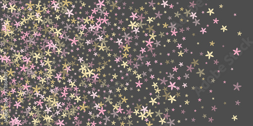 Aster abstract flowers vector design. Little garden blossom shapes scattered....