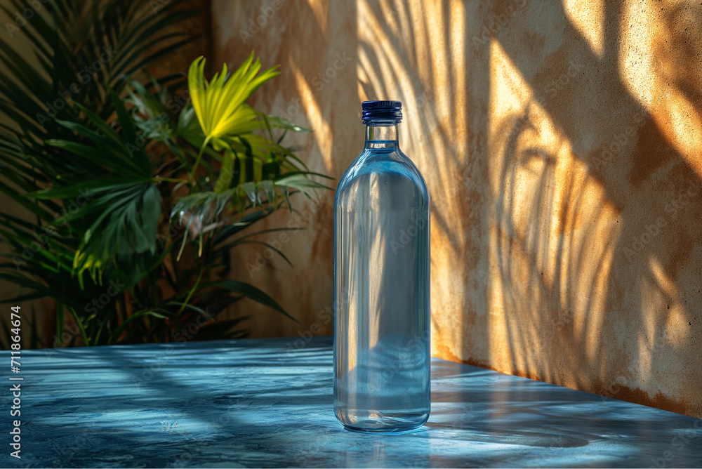 Empty water bottle mockup with luxury background Empty water bottle mockup with luxury background